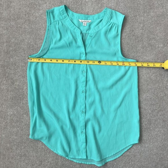 American Eagle Shirt Womens Small Teal Green Button Down Sleeveless Tank Top - Picture 5 of 7